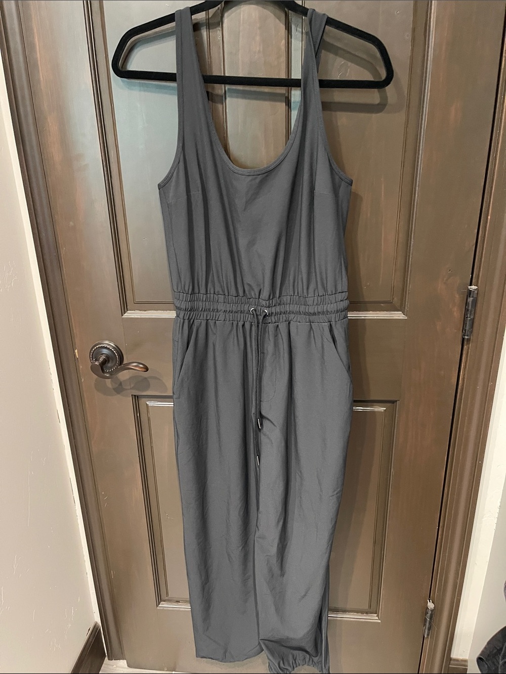 Abercrombie & Fitch Charcoal black Scoop-Neck Drawstring Jumpsuit